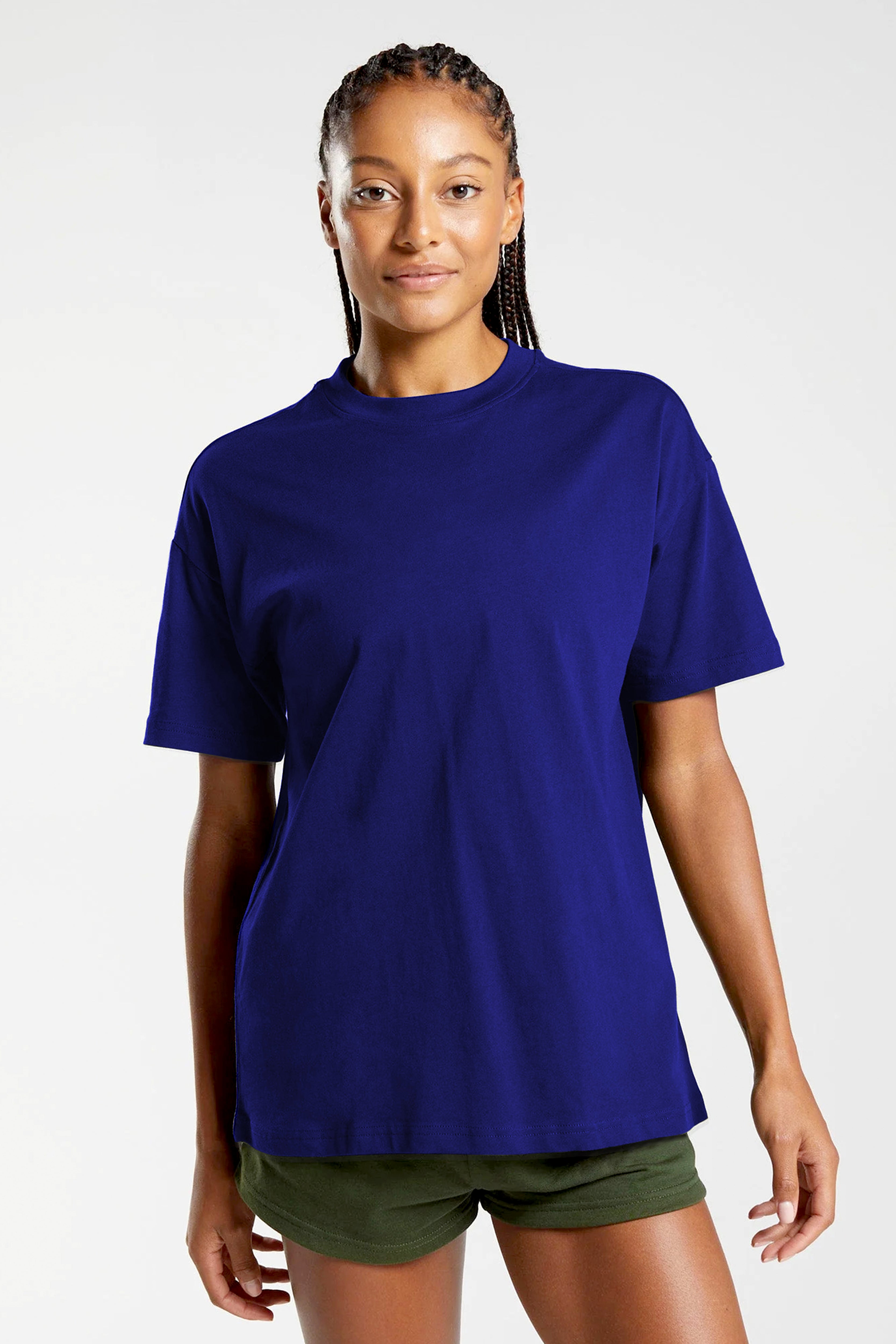 Regular Fit Royal Blue Plain T-Shirt For Woman – MOHRAS